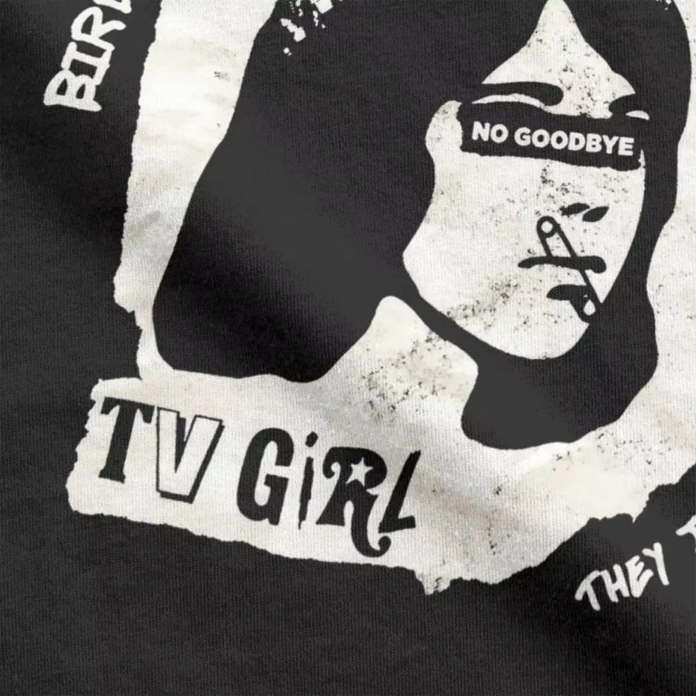 Футболки с надписью «Tv Girl No Goodbye» Мужские футболки из чистого хлопка в стиле хипстер Футболка с круглым воротником Футболка с коротким рукавом Одежда для вечеринок