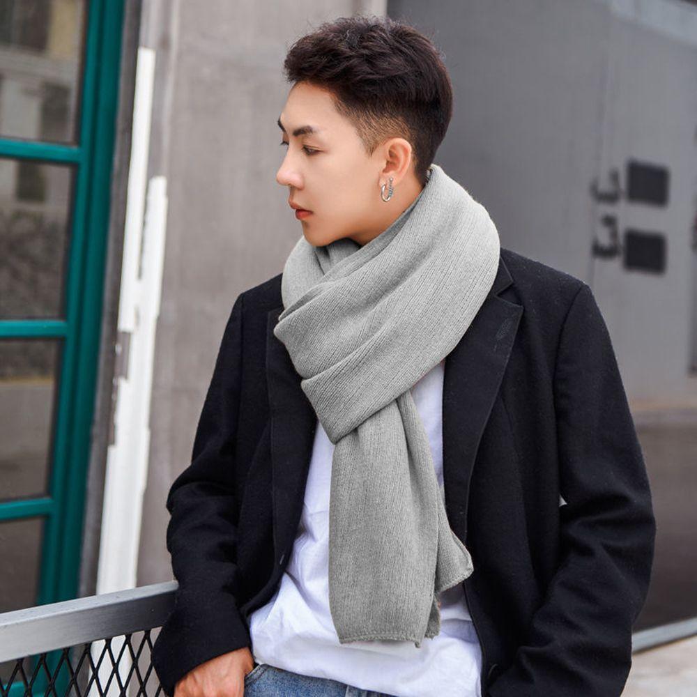 Solid Color Thickened Male Female Women Winter Scarves Korean Long Shawls Knitted Shawls Wraps