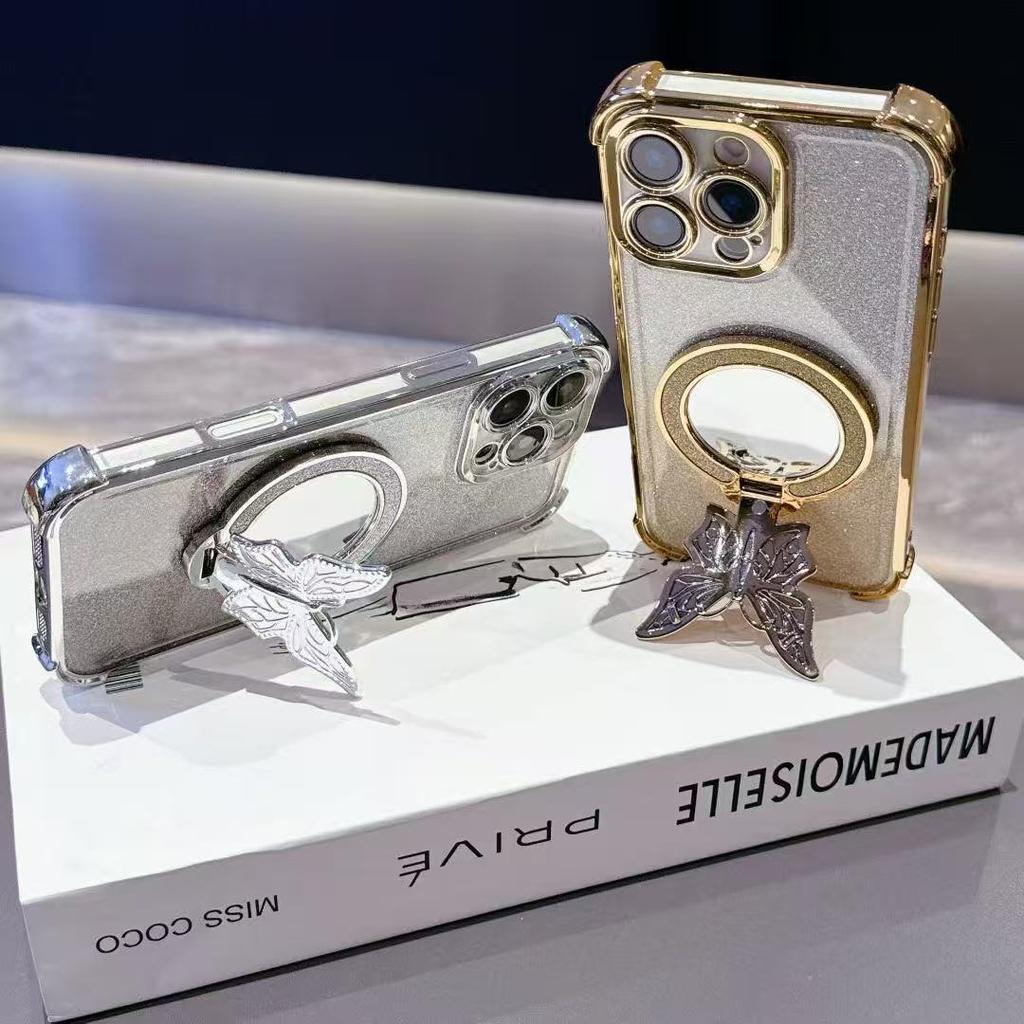 Противоударный зеркальный чехол-бабочка для телефона Huawei Mate 70 50 60 40 30 Pro 5G Nova Y91 Y90 Y73 Y72 Y70 Y71 Y63 Y61 с блестящей крышкой