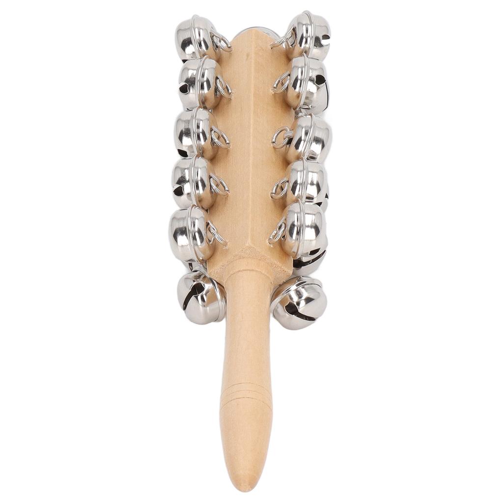 Wooden Rattles Sleigh Bell Stick Cognitive Training Clear Sound Birch Handle Bell Stick