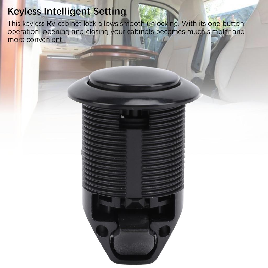 Кнопочная защелка Врезной тип Повышенная безопасность Без ключа Замок для шкафа для автодомов Яхт Автодомов Караванов Черный