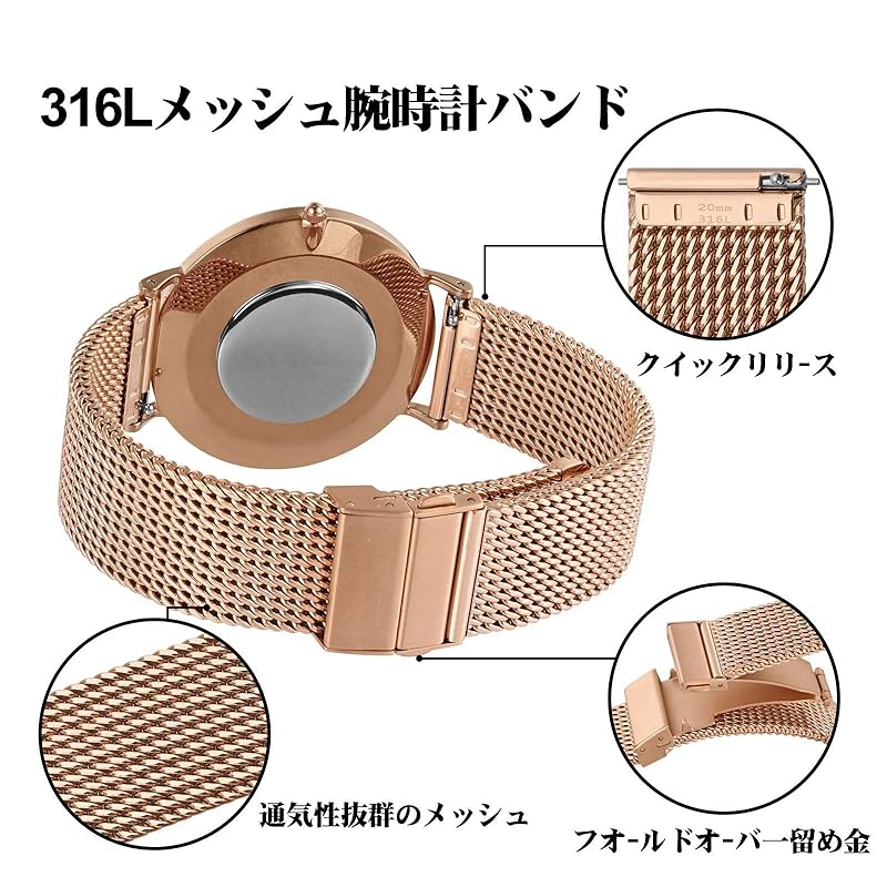 [BISONSTRAP] ремешок для часов металлический ремешок для часов из нержавеющей стали 316L сетчатый сменный ремень быстросъемный 22 мм ремешок для часов из розового золота водонепроницаемый