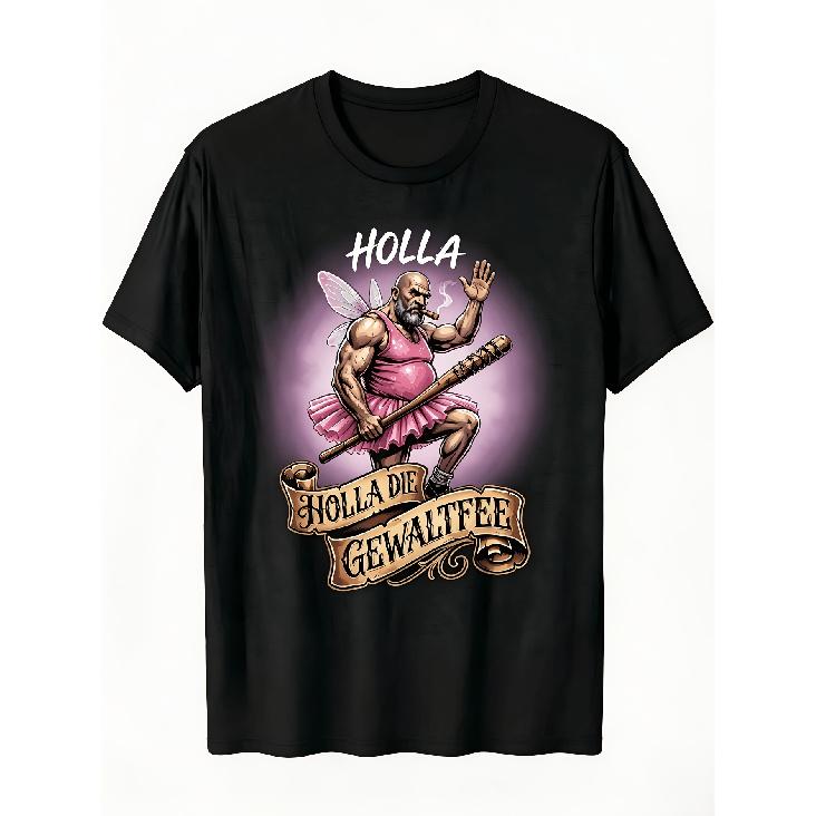 Holla The Violence Fairy Purple Smoke Pink Tutu Of Fairy Tee Men'S Black Tee Funny Perfect For Home|Outdoor|Work|Gifting (Birthdays|Valentine'S