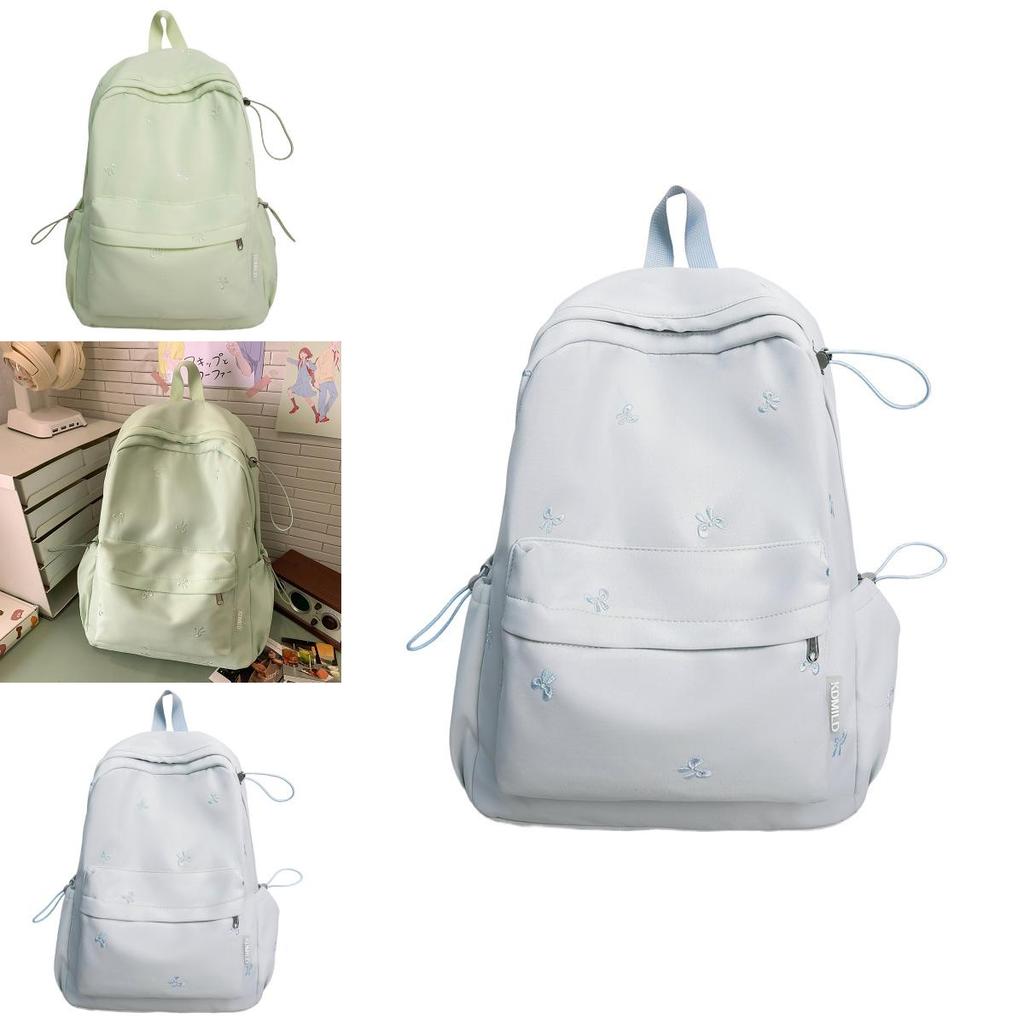 Modern Korea Pastel Butterfly Bow Printed Backpack With Nylon Material For School And Daily Use