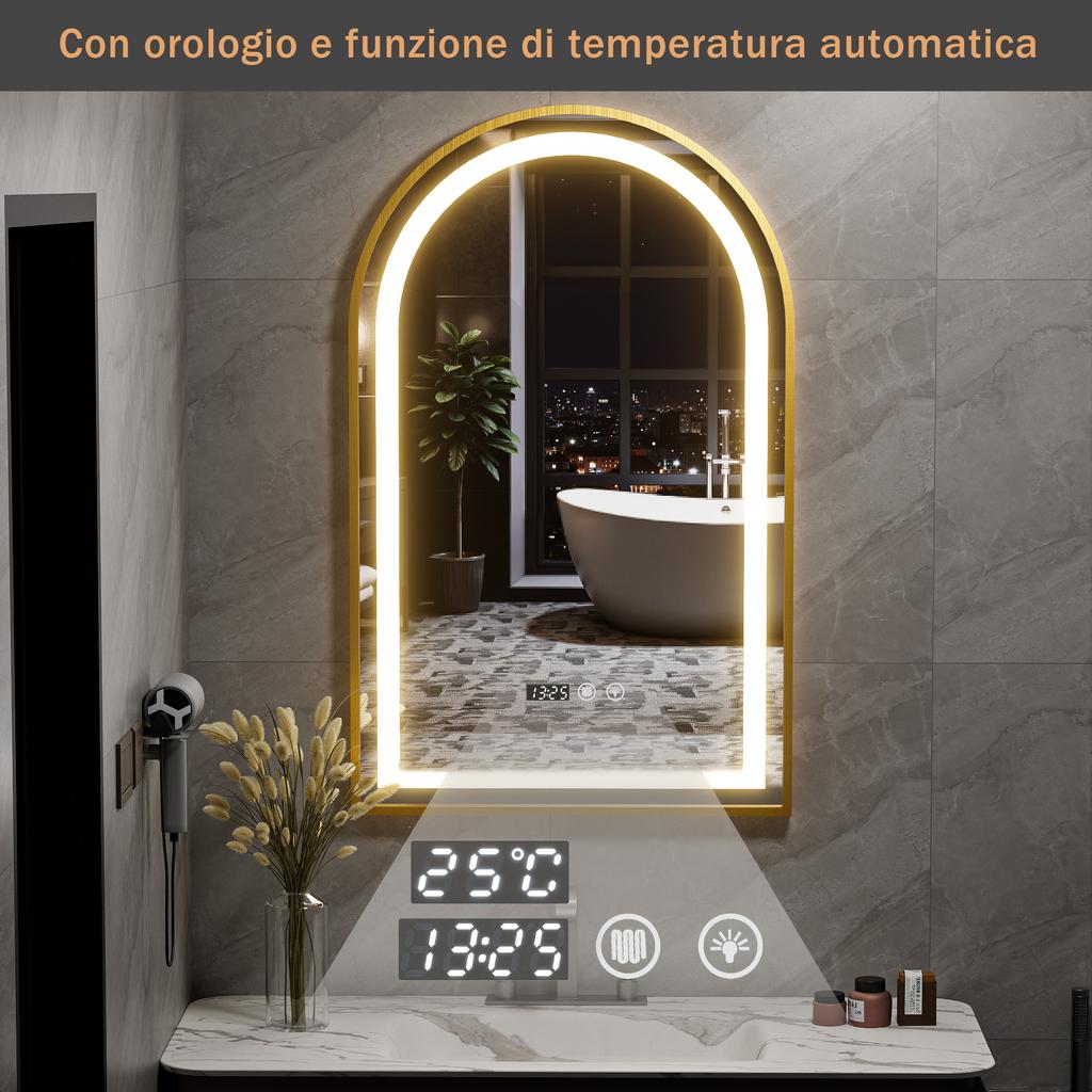 LED Bathroom Mirror 3 Lighting Adjustable Touch Control Wall Mounted Dimmable Bathroom Mirror EU Plug For Grooming Makeup