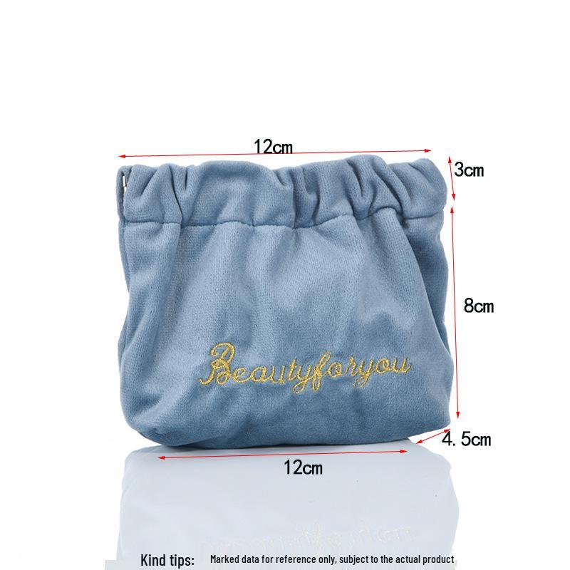 Бархатный вышитый кошелек и держатель для кабелей - Застежка-кнопка для наушников, мини-помады и аксессуаров