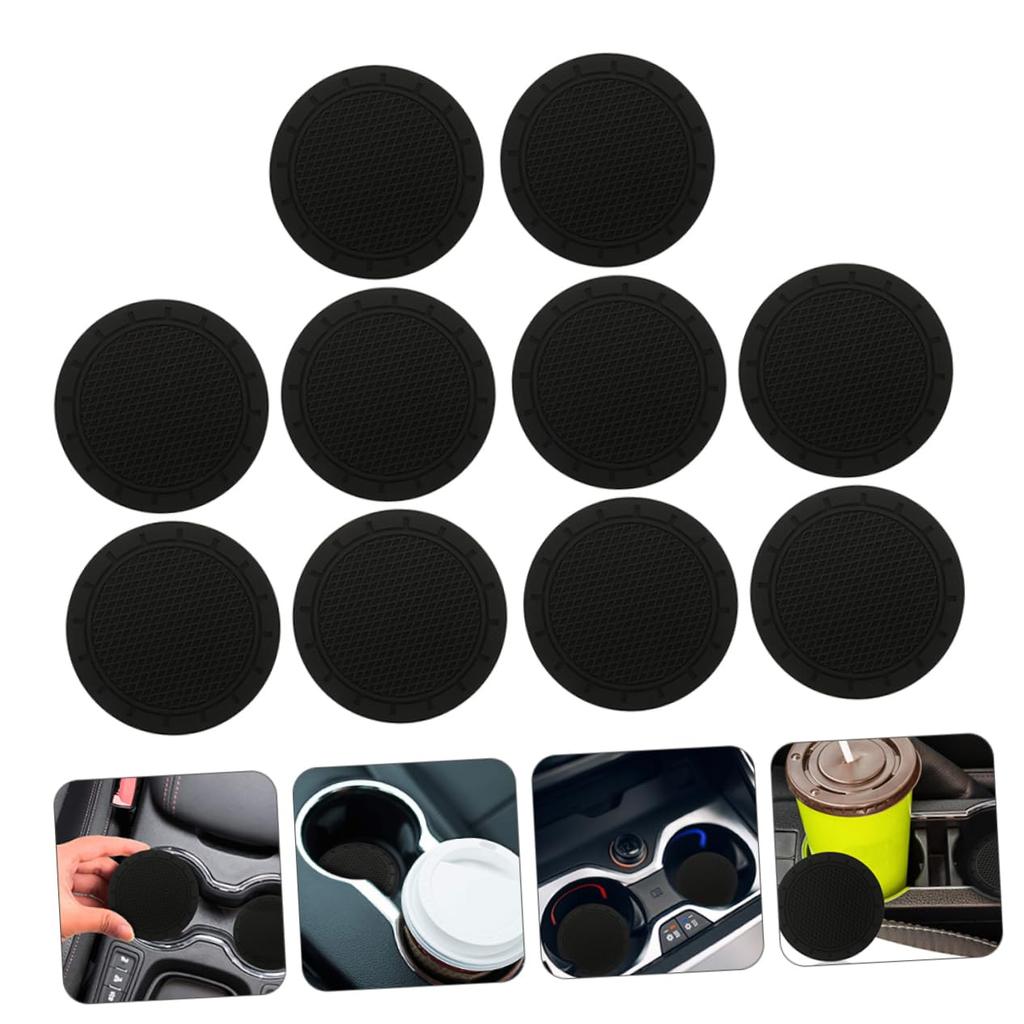 TINEASUR 10 шт. подстаканник для автомобиля подстаканник коврик для салона автомобиля принадлежности для автомобиля коврик для вашего автомобиля подстаканник для автомобиля подставка для напитков держатель для стаканов черный ПВХ