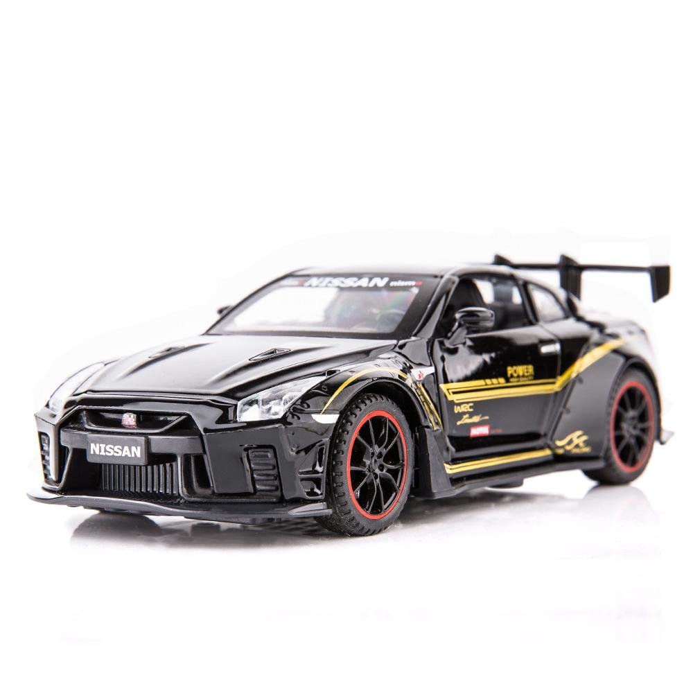 1/32 Nissan Skyline GTR R35 Racing Toy Car Model for Children RMZ CiTY Diecast Alloy Miniature Sound Light Collection