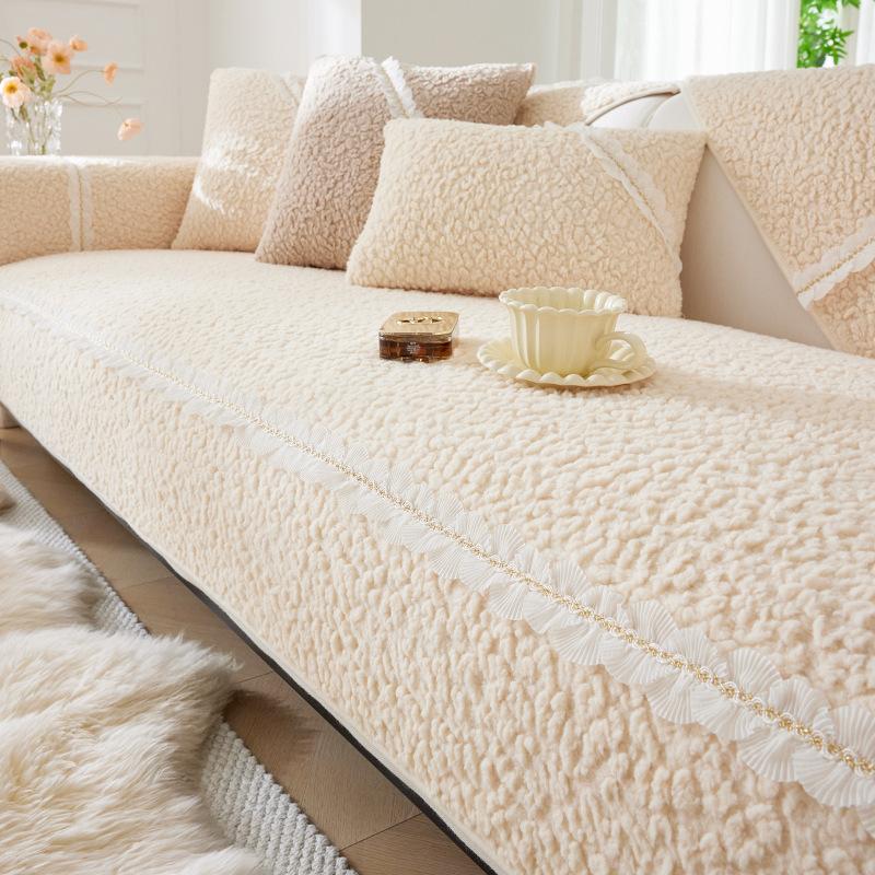 Новая подушка для дивана, утолщенный флис, простой современный нескользящий теплый кремовый, песочный кожаный чехол для волос, полотенце