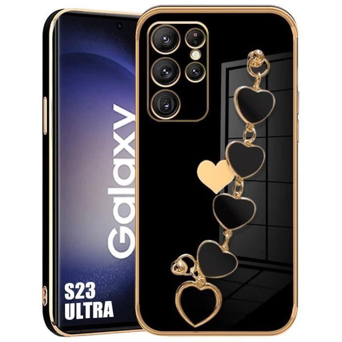 Protective Case - Booling - for Samsung Galaxy S23 Ultra - Shockproof - Scratch-Resistant - Black Heart Pattern