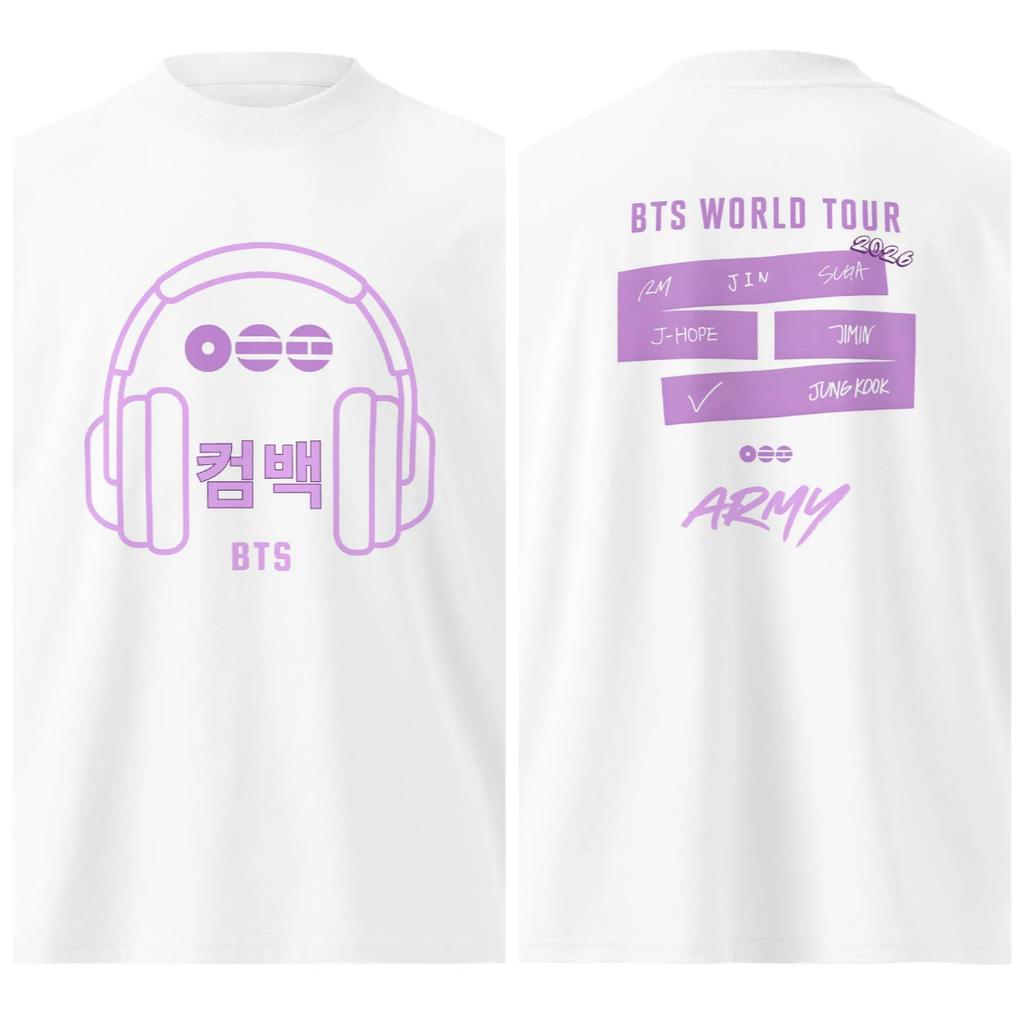 Эко-футболка оверсайз BTS ARMY – Премиальная футболка из органического хлопка – Эстетичная уличная одежда K-pop – Подарок для фанатов K-pop