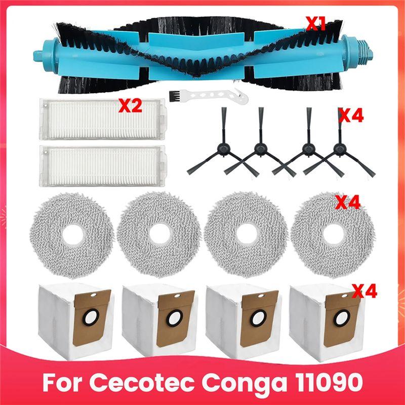 AEE4-Для робота-пылесоса Cecotec Conga 11090 Запчасть Основная боковая щетка Hepa-фильтр Тряпка для мытья пола Мешки для пыли