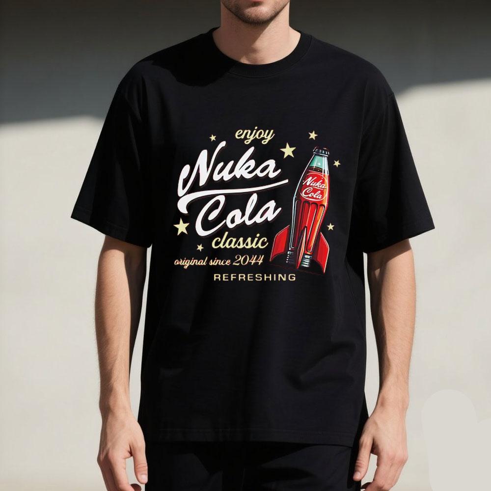 Футболка унисекс из мягкого хлопка Nuka Cola Fallout, смешные футболки, винтажная красная футболка 2044, топы, подарок для фаната, мужская одежда харадзюку