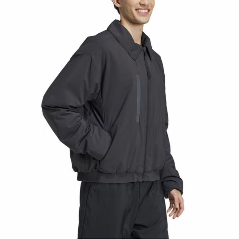 adidas Теплая удобная короткая хлопковая куртка с воротником, мужская куртка черного цвета JD6663