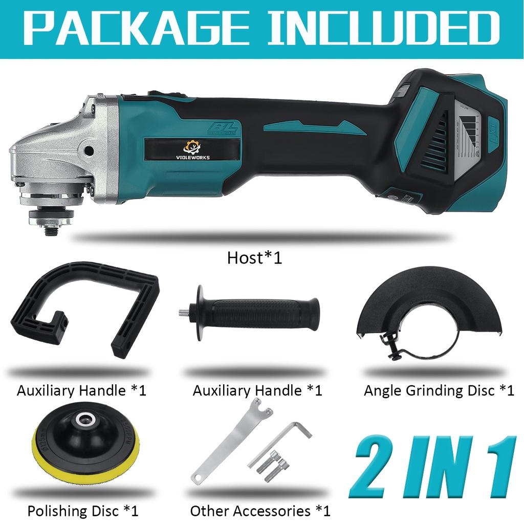 588VF 6 скоростей 2 в 1 Беспроводная угловая шлифовальная машина Полировщик автомобиля Бесщеточная электрическая угловая шлифовальная машина для батареи Makita 18 В