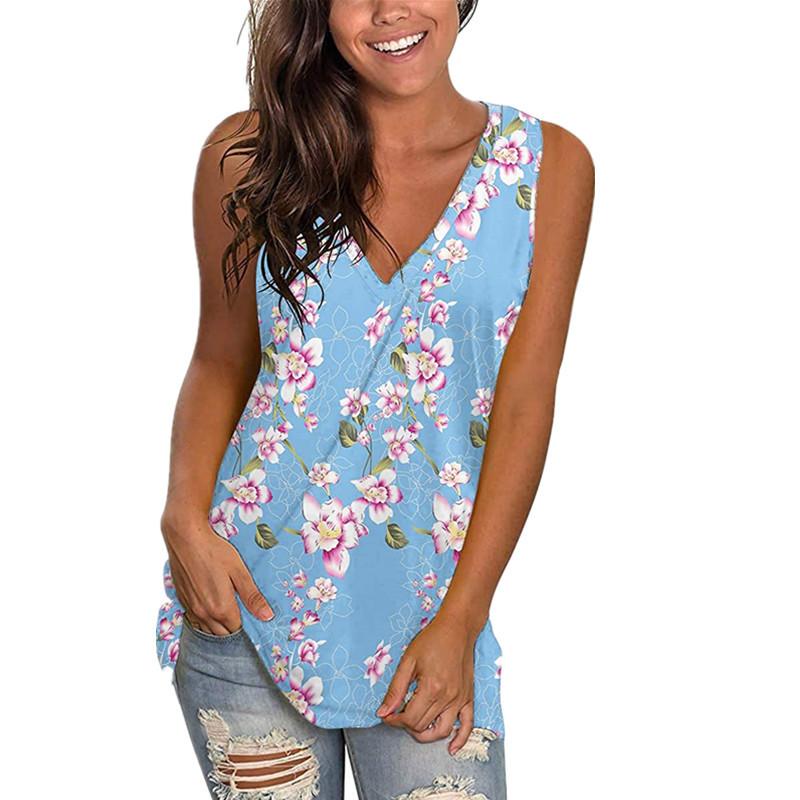 Женские летние облегающие жилеты без рукавов с V-образным вырезом и винтажным принтом