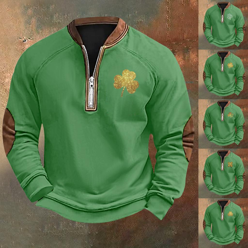 Men's St. Patrick's Day Vintage Casual Zip Sweatshirt Outdoor Casual Top