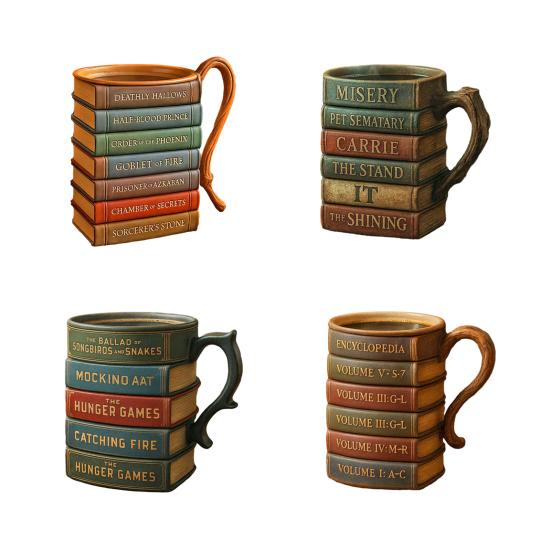 Кружка из книжной серии, эргономичная ручка, легкий дизайн, штабелируемая книжная кружка, домашняя офисная посуда для напитков