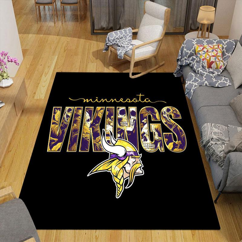 Minnesota Vikings3 Flannel Pattern Square Carpet,Area Rug,Carpet Rug for Living Room Bedroom Sofa Playroom Decor,Non-slip Floor Mat