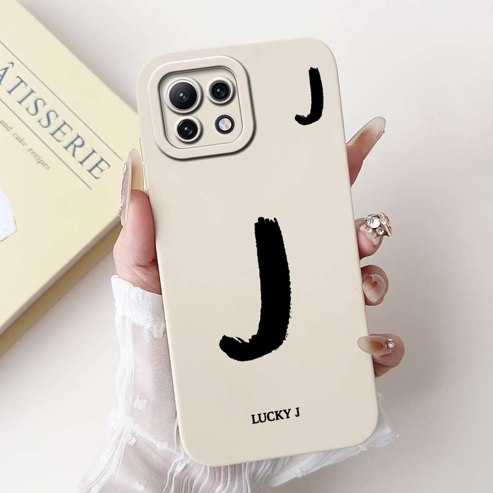 Чехол для Xiaomi Mi 11 Lite 4G 11Lite 5G M2101K9AG Милые Белые Буквы A-Z Мягкий Силиконовый Чехол Для Xiaomi Mi 11 Youth 6.55" Корпус
