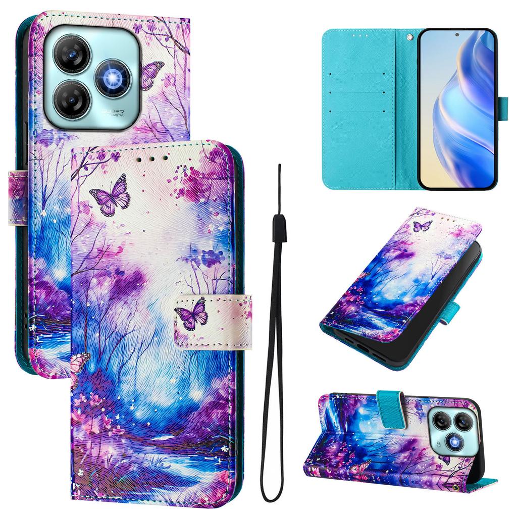 Dream Butterfly Forest Luxury Painted Leather Case Wallet Book Style Cover for ZTE Blade A52,A53,A73,V50 Vita,V40S,V60,A35,A55,A75...
