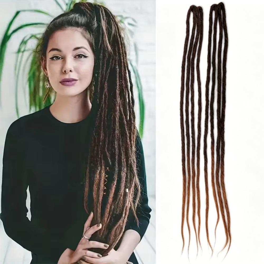 2Pcs 24 Inch Handmade Dreadlock Extensions Clip-in Hippie Dreads Hairpiece Suitable for All People