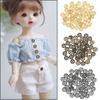50pcs 6mm Mini Buttons 4 Holes Metal Mixed Color Round Bread Buttons Doll Buttons for DIY Sewing Blyth Doll Clothing
