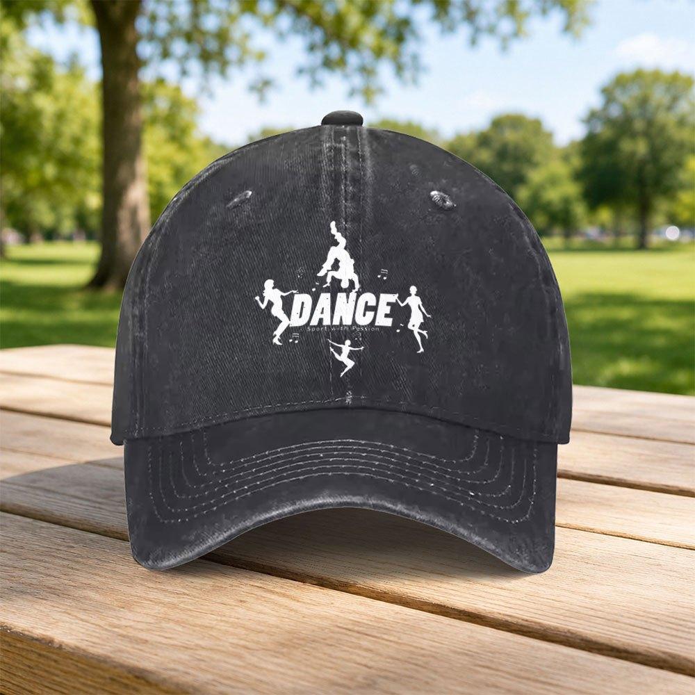 Classic DANCE Hip Hop Printed Washed Baseball Cap Unisex Casual Duckbill Hat for Street Wear Outdoor Travel Parties