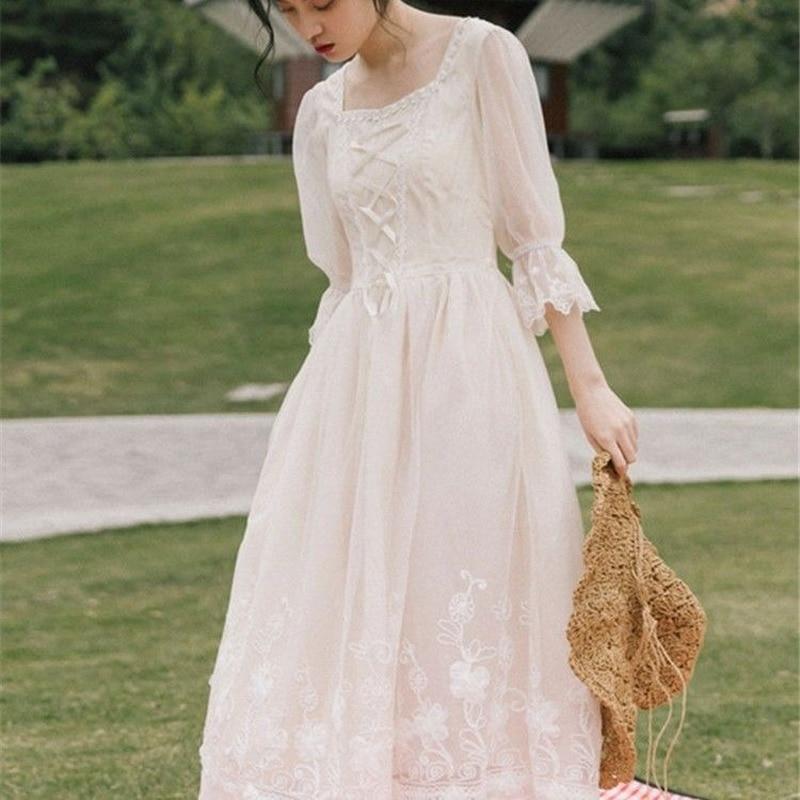 Винтажное платье в стиле ретро, ​​женское элегантное дизайнерское платье феи во французском стиле, повседневное тонкое шифоновое вечернее платье, осенняя женская одежда