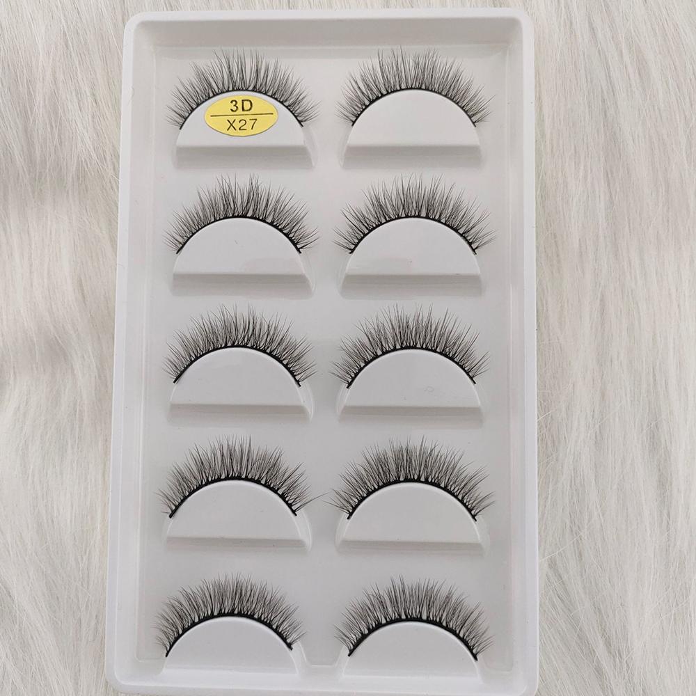 3D Норковые Накладные Ресницы 5 Пар Пушистые Объемные Ресницы с Эффектом Легкости Натурального Вида Полоски Пучки для Вечеринки Ежедневного Натурального Макияжа