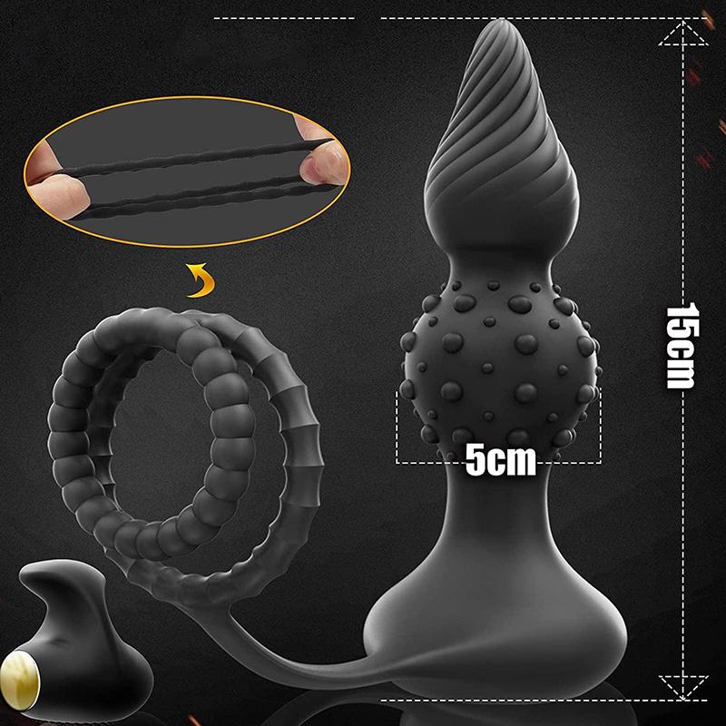 Anal Vibrator for Men Vibrating Penis Ring Delay Anal Sex Toys Male Anal Butt Plug Vibrator Sex Toys