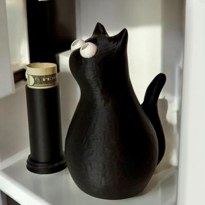 Секретный тайник Кот 3D-печатная фигурка черного кота для сокрытия мелких предметов Милый кот прикол Декор стола Коллекционные фигурки для любителей кошек