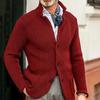 Мужская повседневная и модная однотонная теплая куртка-свитер, мужской трикотажный свитер с длинными рукавами и застежкой на пуговицы, со стойкой