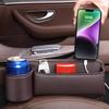 Car Seat Gap Organizer Leather Multifunction Console Crevice Filler Car Interior Storage Pocket Car Seat Side Drink Phone Holder