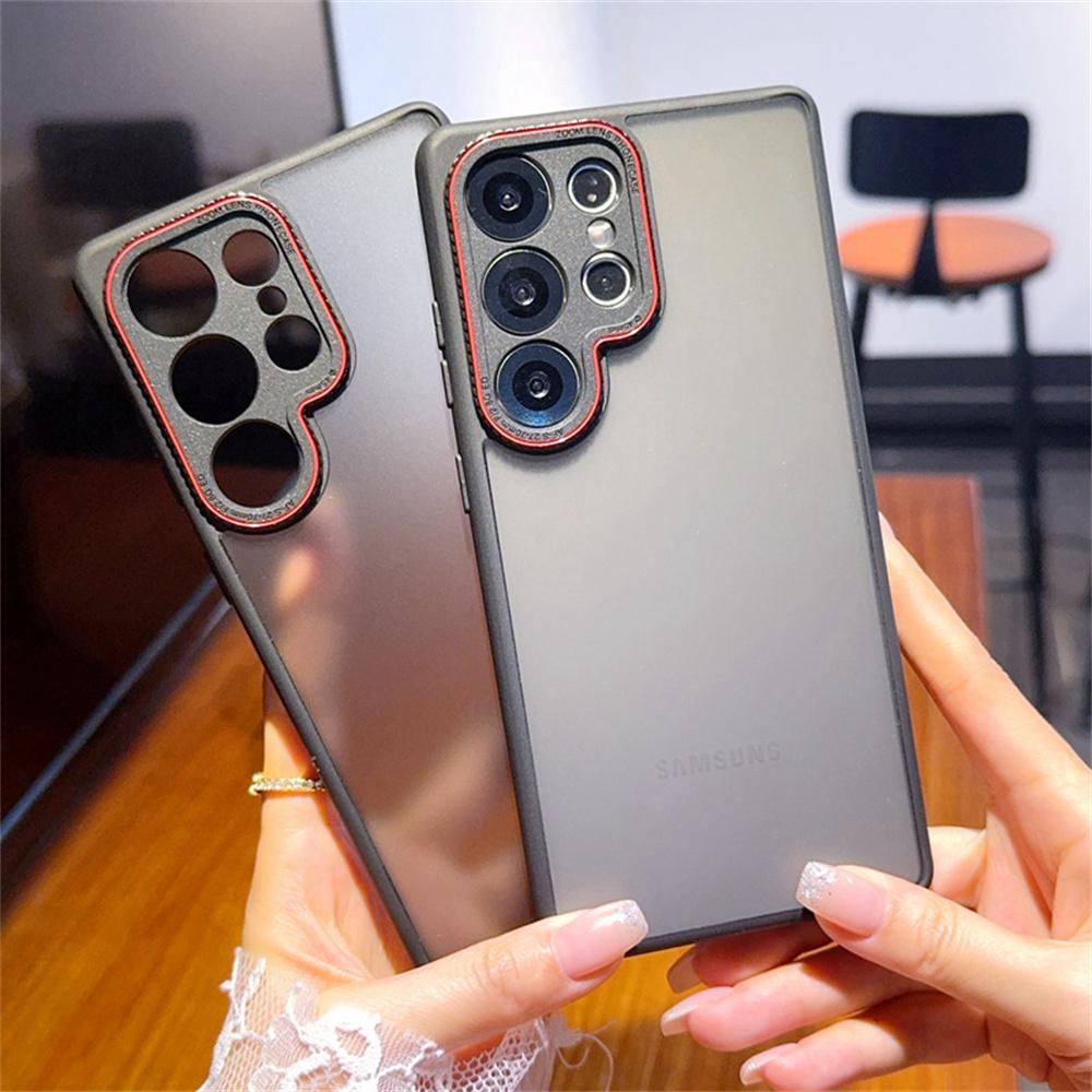 Чехол для Samsung Galaxy S25 Ultra Красное кольцо для объектива Ударопрочный ТПУ + ПК Полупрозрачная крышка для телефона