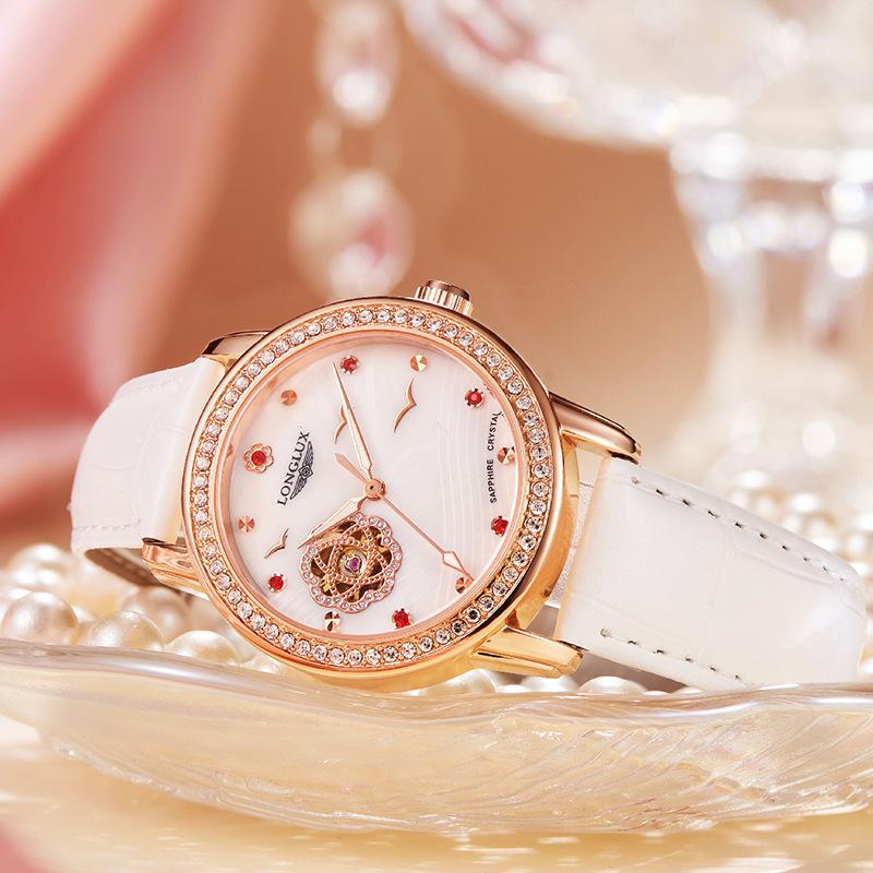 LONGLUX новые механические часы со скелетом женские автоматические водонепроницаемые модные трендовые женские часы