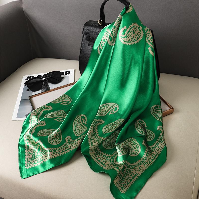 90x90cm Square Scarf for Women Head Shawls and Wraps Luxury Print Neck Scarves Hijab Bandana