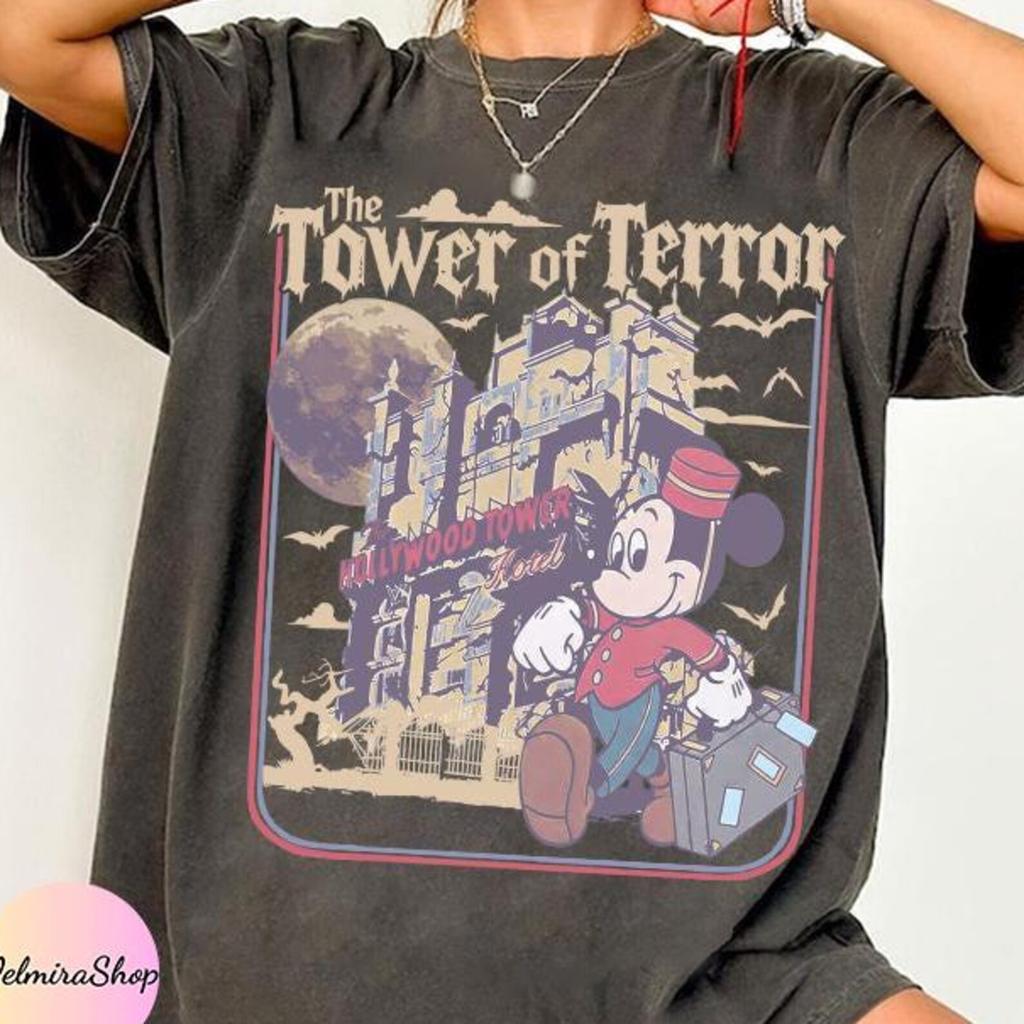 Disney Tower of Terror Shirt, Vintage Mickey Mouse Hollywood Tower Tee, Twilight Zone Disney Ride T-Shirt, Spooky Halloween Disney Outfit