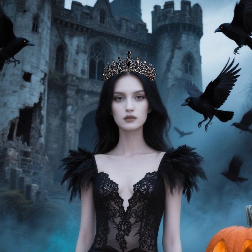 Retro Black Tiara Queen's Halloween Crown Wedding and Dinner Accessories Halloween Makeup and Hair Accessories