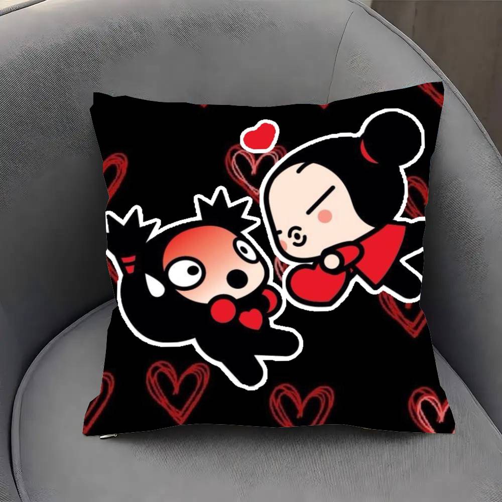 PPucca Cute Cartoon Pillow Case Fashion Square Pillowcase Bedroom Sofa Room Ins Decoration Leisure