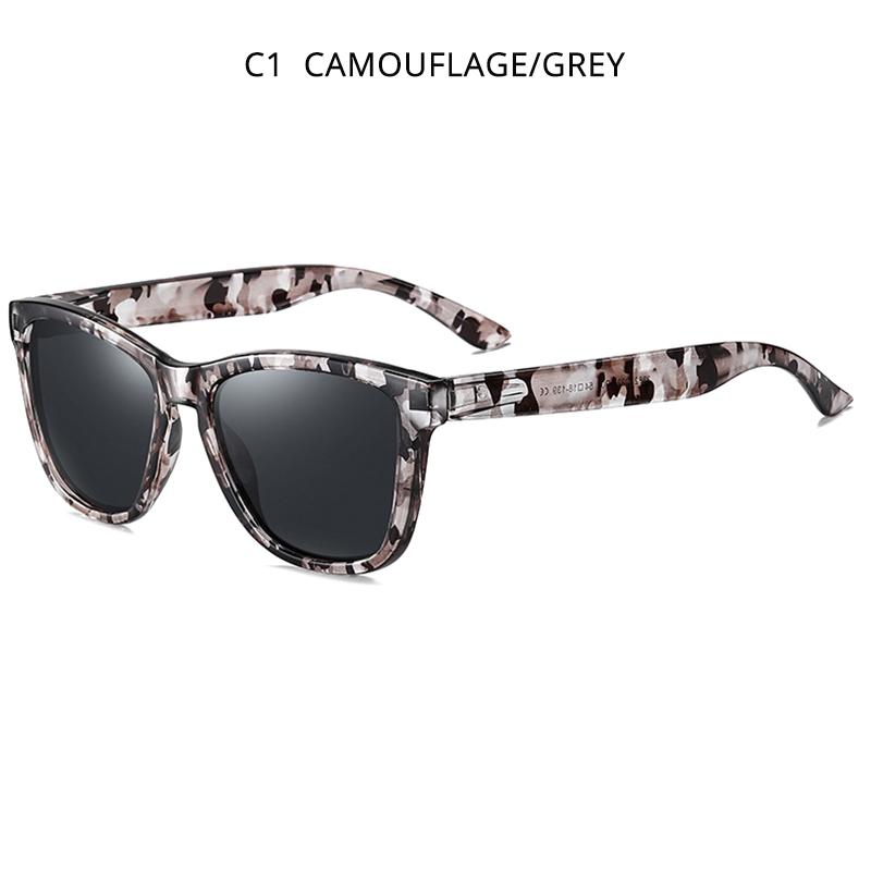 New Square Men Women Sunglasses Fashion Camouflage Polarized Sun Glasses Male Vintage Driver's Stripe Shades