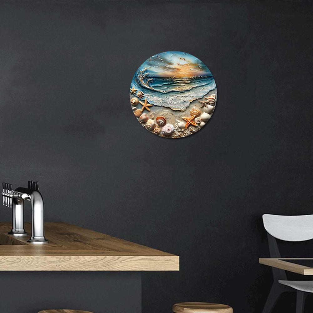 Деревянный знак, искусственная смола, круглый знак, украшение входа, подарки на День святого Валентина, украшение на тему морских звезд и ракушек