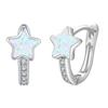 StoryMidir Star Earrings Opal White Compatible with Metal Allergies Silver 925 Ring Platinum Finish Hoop Earrings Star Earrings Ladies Christmas