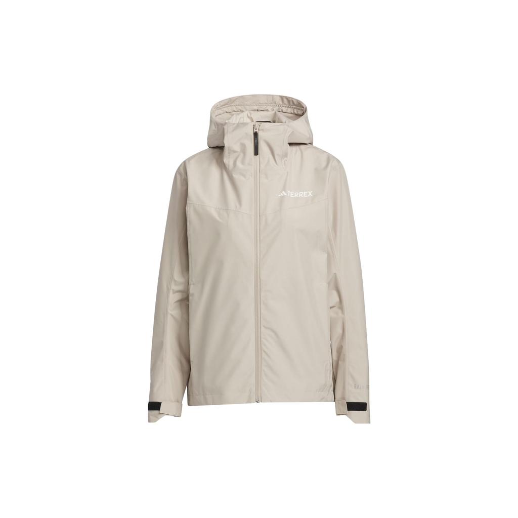 Adidas Rain.Rdy Transitional Jacket With Plain Logo Outdoor Waterproof Sports Hooded Coat Women Outerwear Beige IL8906