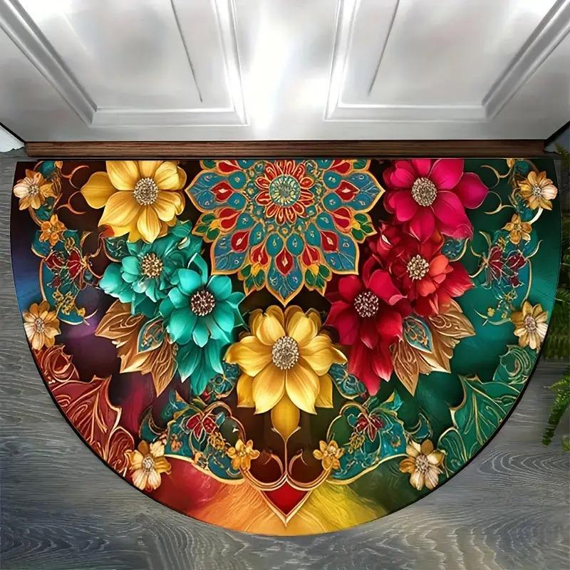 60*90cm Colorful Geometric Door Mat, Polyester Non-Slip Indoor Entrance Rug, Soft and Thick, Hand Washable, for Home Decor, Porch and Living Room