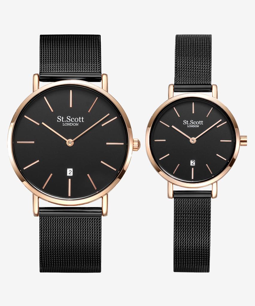 Seinteuseukoteuleondeon Nova Date Мужские/Женские Сетчатые Часы - Черный / St5503-Rbb