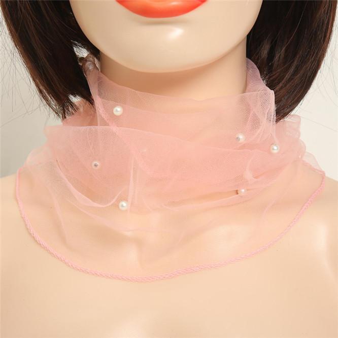 Collar Scarf Beaded Lace Scarf for Women Girl Circle Scarf Spring Clothing Accessories Comfortable Breathable