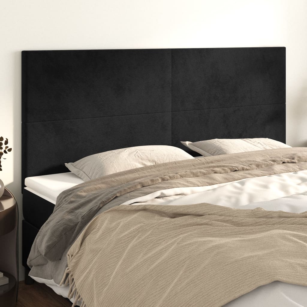 Vidaxl Zagłówki Do Łóżka, 4 Szt., Czarny, 80X5X78/88 Cm, Aksamit