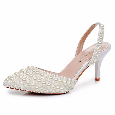 Модная обувь больших размеров для женщин 35-43 Летние 7 см Высокий каблук Вечерние свадебные сандалии Повседневная обувь с острым носком