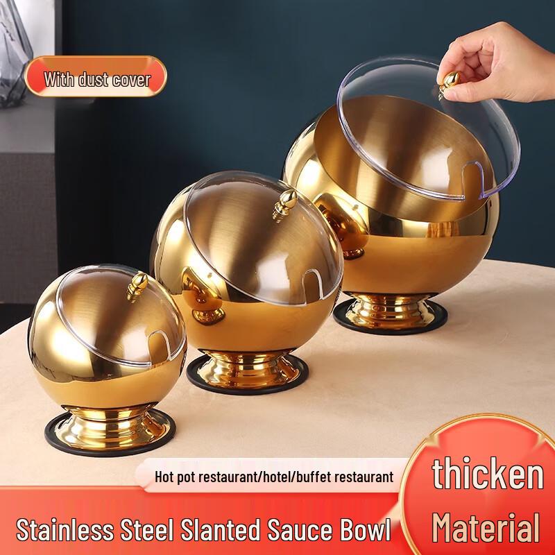 Yingbai Modern Gold 3-Tier Condiment Jar & Bowl Set, 22cm